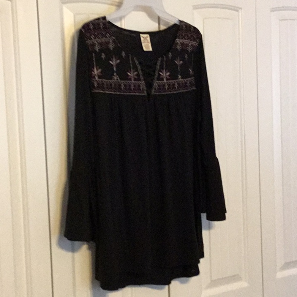 Faded Glory boho blouse, sz 1X, w/bell sleeves